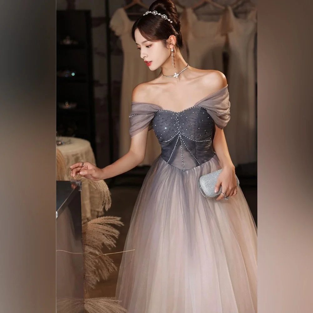 strapless open back dress Sparkly Navy Blue Ball Gown V-neck Prom Dresses MP681 main image 1